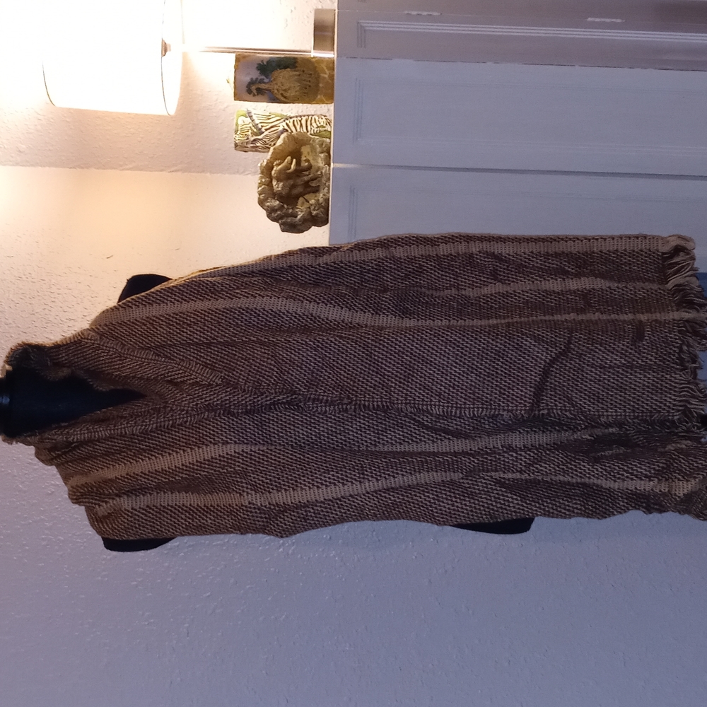 Brown large scarf wrap with bee embellishment
